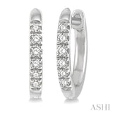 1/8 Ctw Round Cut Diamond Huggie Earrings in 10K White Gold