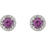14K White 5 mm Natural Amethyst & 1/8 CTW Natural Diamond Earrings
