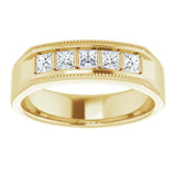 14K Yellow 5/8 CTW Natural Diamond Milgrain Band