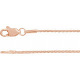 14K Rose 1 mm Wheat 16" Chain