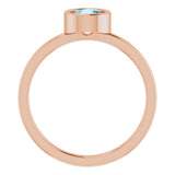 14K Rose 5.5 mm Natural Blue Zircon Ring
