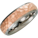 Titanium & 18K Rose Gold-Plated Inlay 7 mm Beveled-Edge Band Size 8.5