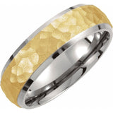 Titanium & 18K Yellow Gold-Plated Inlay 7 mm Beveled-Edge Band Size 9.5