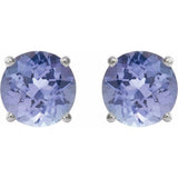 14K White 5 mm Natural Tanzanite Stud Earrings