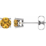 14K White Gold 5 mm Natural Yellow Sapphire Earrings