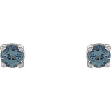 14K White 2.5 mm Natural Aquamarine Stud Earrings