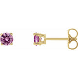 14K Yellow 5 mm Natural Pink Sapphire Stud Earrings