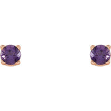 14K Rose 2.5 mm Natural Amethyst Stud Earrings