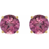 14K Yellow 5 mm Natural Pink Tourmaline Stud Earrings