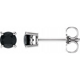 14K White Gold 4 mm Natural Black Onyx Earrings