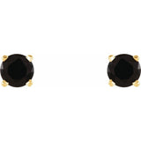 14K Yellow Gold 4 mm Natural Black Onyx Earrings