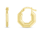 14K Puffed Hexagon Hoops