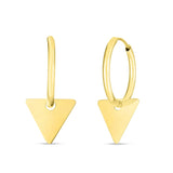 14K Dangle Triangle Huggie Earring
