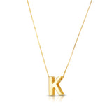 14K Gold Block Letter Initial K Necklace