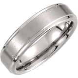 Tungsten 6 mm Stepped-Edge Inlay Comfort-Fit Band  Size 7.5