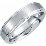 White Tungsten 6 mm Stepped-Edge Inlay Comfort-Fit Band  Size 8