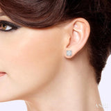 1/6 Ctw Square Shape Baguette and Round Cut Diamond Petite Fashion Earrings in 10K White Gold.