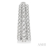 1/2 Ctw Triple Row Round Cut Diamond Huggie Petite Earrings in 14K White Gold