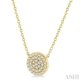 1/6 Ctw Disc Round Cut Diamond Petite Pendant With Chain in 10K Yellow Gold