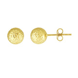 14K Gold 7Mm Crystal Cut Post Earring