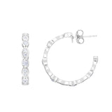 Silver 20X3Mm Marquise & Round Cz C Hoops