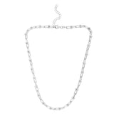 Silver 7.5inch with Rhodium Finish Polished U-Shaped Link Bracelet with Pear Shaped Lobster Clasp