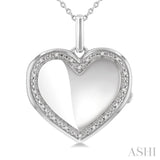 1/10 Ctw Heart Shape Round Cut Diamond Keepsake Locket Pendant With Chain in Sterling Silver