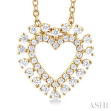 1/4 Ctw Heart Round Cut Diamond Fashion Pendant With Chain in 10K Yellow Gold