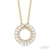 1/4 Ctw Circle Round Cut Diamond Fashion Pendant With Chain in 10K Yellow Gold