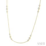 1 Ctw Three Stone Bezel Set Round Cut Diamond Station Necklace in 14K Yellow Gold