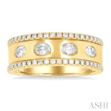 5/8 Ctw Wide 4-Stone Oval & Round Cut Diamond Fashion Band in 14K Yellow Gold