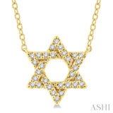 1/10 Ctw Petite Star of David Round Cut Diamond Fashion Pendant With Chain in 10K Yellow Gold
