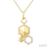 1/4 Ctw Hexagon Motif Single Cut Diamond Fashion Pendant With Chain in 14K Yellow Gold