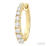 3/4 Ctw Graduated Round Cut Diamond Fashion Hoop Earrings in 14K Yellow Gold