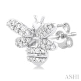 1/3 Ctw Petite Bumble Bee Round Cut Diamond Fashion Stud Earring in 10K White Gold