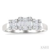 1/2 Ctw Past Present and Future Baguette and Round Cut Diamond Fusion Fashion Ring in 14K White Gold