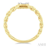 1/4 Ctw Fusion Baguette and Round Cut Diamond Curb & Cuban Link Fashion Ring in 14K Yellow Gold