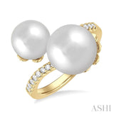 Pearl & Diamond Fashion Open Ring