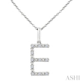 1/10 Ctw Initial 'E' Round Cut Diamond Fashion Pendant With Chain in Sterling Silver
