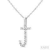 1/20 Ctw Initial 'J' Round Cut Diamond Fashion Pendant With Chain in Sterling Silver