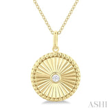 1/20 Ctw Round fluted medallion Round Cut Diamond Pendant With Chain in 14K Yellow Gold