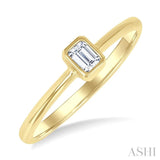 1/6 Ctw Petite Bezel Set Emerald Cut Diamond Fashion Ring in 10K Yellow Gold