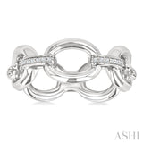 1/20 Ctw Oval Shape D-Link Round Cut Diamond Ring in Sterling Silver