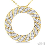 1/2 Ctw Ribbed Swirl Circle Round Cut Diamond Fashion Pendant With Chain in 10K Yellow Gold