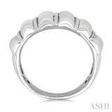 1/10 Ctw Ribbed Dome Shape Round Cut Diamond Bold Wide Fashion Band in Sterling Silver