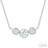 1/2 Ctw Past, Present & Future 3-Stone Bezel Set Round Cut Diamond Necklace in 14K White Gold