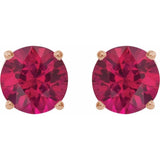 14K Rose Gold 7 mm Lab-Grown Ruby Earrings