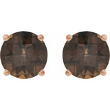 14K Rose 7 mm Natural Smoky Quartz Earrings