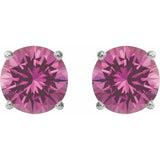 14K White Gold 7 mm Lab-Grown Pink Sapphire Earrings