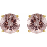 14K Yellow Gold 7 mm Natural Pink Morganite Earrings